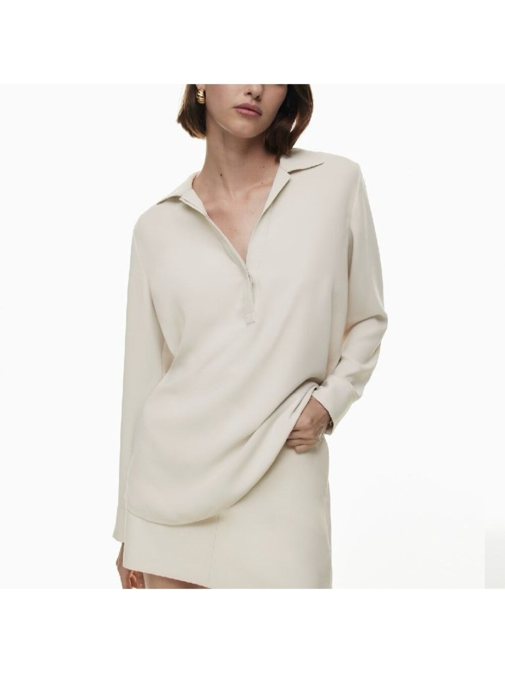 Babaton Aritzia Professor Blouse Matte Pearl